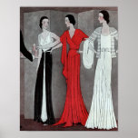Elegant Art Deco Vintage Retro Party Poster<br><div class="desc">This elegant art deco fashion illustration,  with beautiful women in long party gowns of red,  black,  and white,  was found in a vintage magazine from 1931.</div>