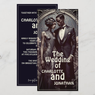 Elegant Art Deco Wedding Couple - Invitation