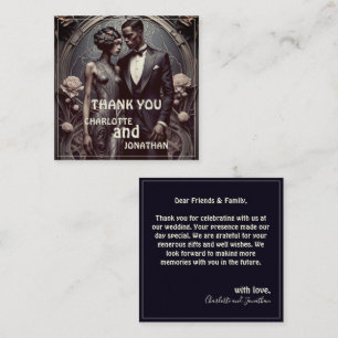 Elegant Art Deco Wedding Couple - Thank You Card