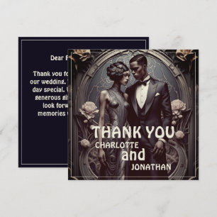 Elegant Art Deco Wedding Couple - Thank You Card