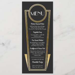 Elegant Art Deco Wedding Menu Gold Black Reception