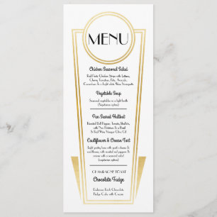 Elegant Art Deco Wedding Menu Gold White Reception