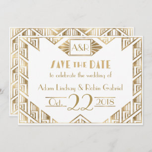 Elegant Art Deco Wedding Save The Date Card