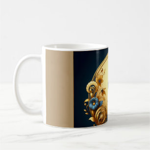 Elegant Art Deco Woman in Gold and Blue Coffee Mug