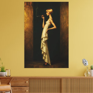 Elegant Art Deco Woman Vintage Glamour Portrait Canvas Print