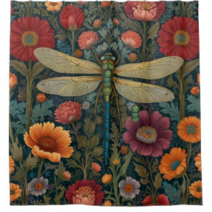 Elegant art nouveau Autumn floral Dragonfly