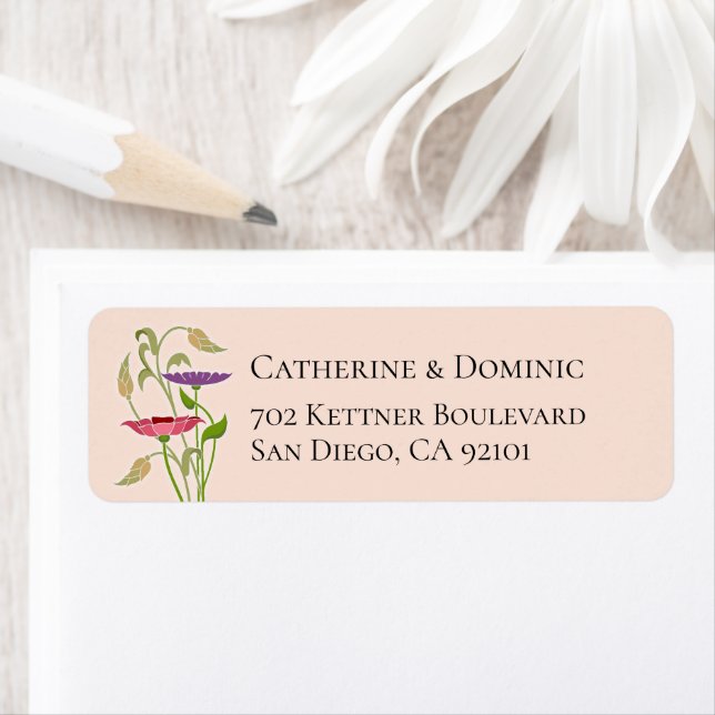 Elegant Art Nouveau Beige Wedding Return Address (Insitu)