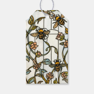 Elegant art nouveau botanical  bee stain glass gift tags