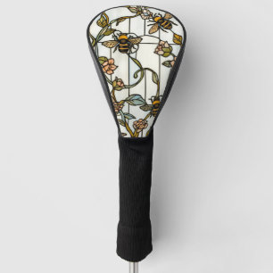 Elegant art nouveau botanical  bee stain glass golf head cover