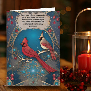 Elegant Art Nouveau Cardinals Christian Christmas  Card