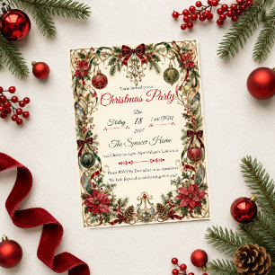 Elegant Art Nouveau Christmas Party Invitation