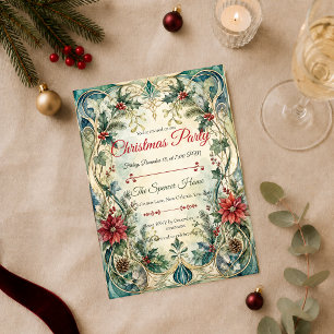 Elegant Art Nouveau Christmas Party Invitation