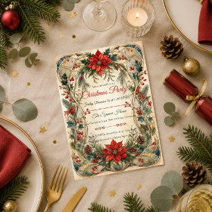 Elegant Art Nouveau Christmas Party Invitation