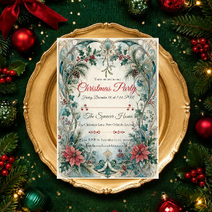 Elegant Art Nouveau Christmas Party Invitation
