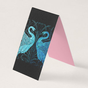 elegant art nouveau design, metallic teal & black, business card