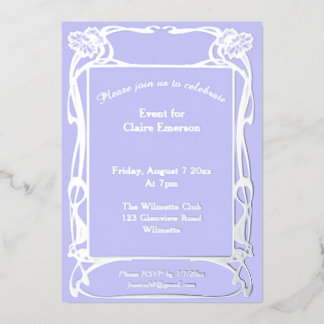 Elegant Art nouveau floral frame Foil Invitation