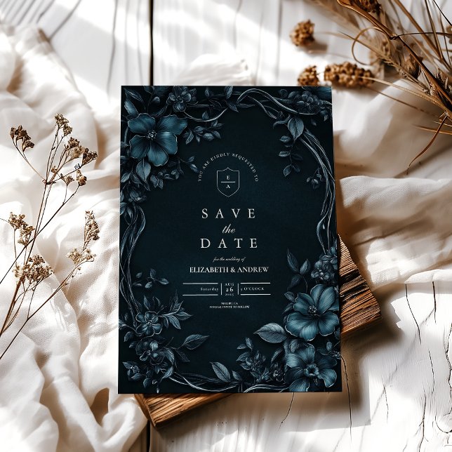 Elegant Art Nouveau Floral Halloween Wedding  Save The Date (Creator Uploaded)