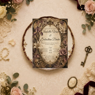 Elegant Art Nouveau Floral Wedding Invitation