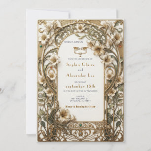 Elegant Art Nouveau Floral Wedding Invitation