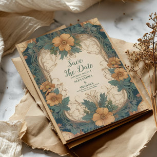 Elegant Art Nouveau Floral Wedding Save The Date