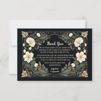 Élégant Art nouveau foncé Mariage Floral Merci