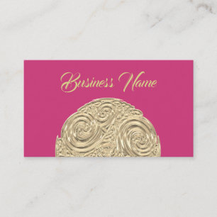 Elegant art nouveau gold fuschia pink medallion business card