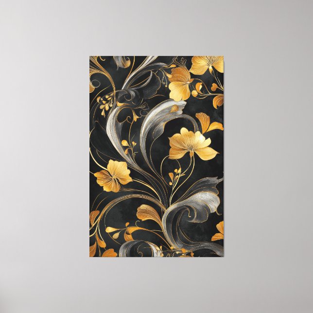  Elegant Art Nouveau Golden Flora Canvas Print (Front)