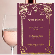 Elegant Art nouveau grapes  Foil Invitation