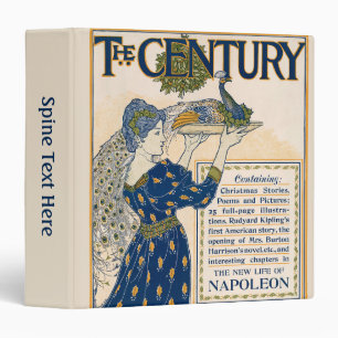 Elegant Art Nouveau Lady With Peacock Winter Binder