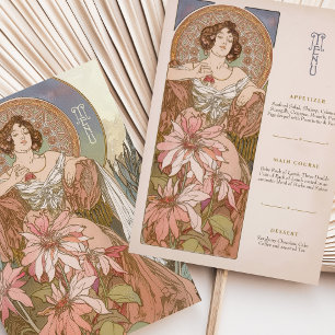 Elegant Art Nouveau Menu Card Floral Goddess