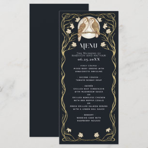 Elegant Art Nouveau Owls Wedding  Menu
