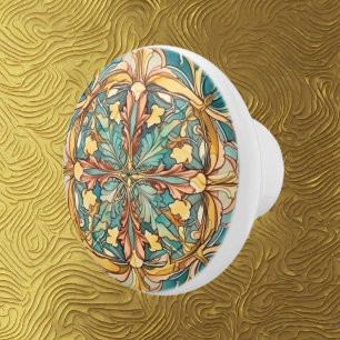 elegant art nouveau pattern  ceramic knob
