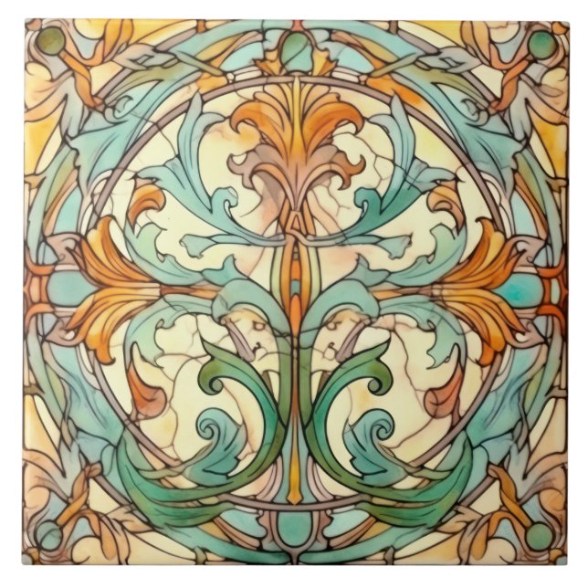 elegant art nouveau pattern  tile (Front)