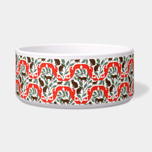 Elegant Art Nouveau Red Brown Black Cat-Whimsical