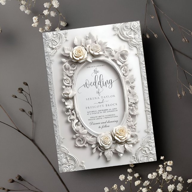 Elegant Art Nouveau Rose Frame Wedding Invitation (Creator Uploaded)