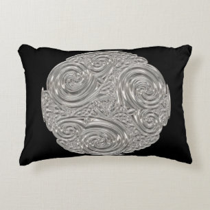 Elegant  art nouveau silver black medallion  accent pillow