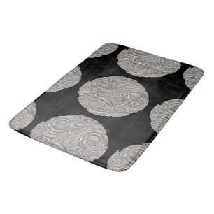 Elegant  art nouveau silver black medallion  bath mat