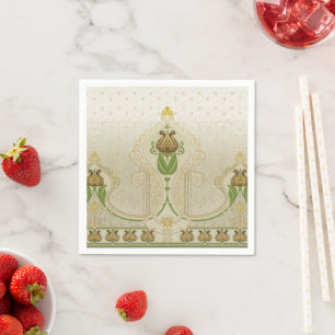 Elegant Art Nouveau Tulips Delicate Swirls Wedding Napkin