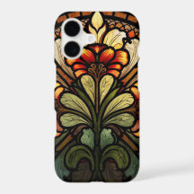 Élégant Art Nouveau Vitrail Floral