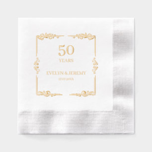 Elegant Art Nouveau Wedding Anniversary Foil Napkins