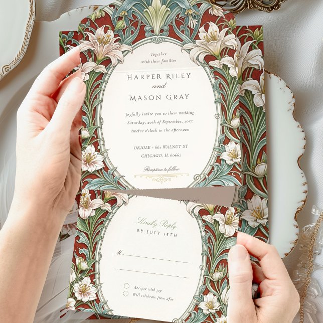 Elegant Art Nouveau Wedding with RSVP Card (Creator Uploaded)