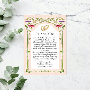 Elegant Art Nouveau with Rings Wedding Thank You Card