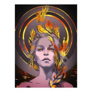Elegant Art Print with Golden Wheat and Bird