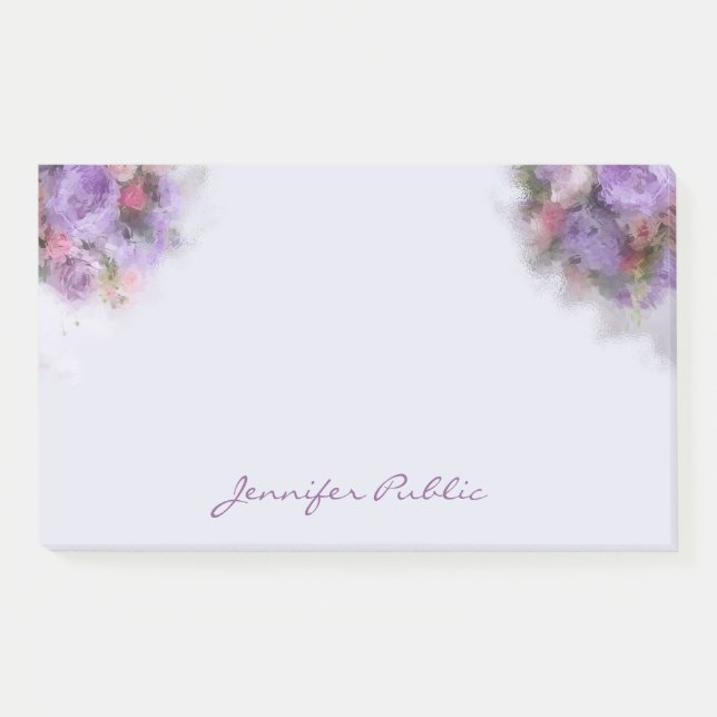 Elegant Art Template Oil Colour Flowers Handwritin Post-it Notes (Front)