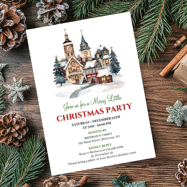 Elegant artistic holiday scene Christmas invites (Elegant artistic holiday scene Christmas invitation)