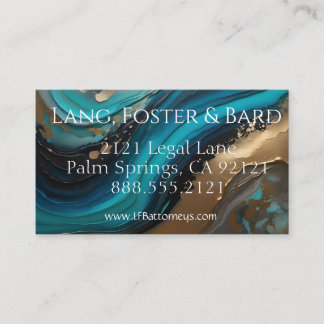 Elegant, artsy abstract, teal gold business card