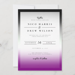 Elegant Asexual Pride Wedding Invitation