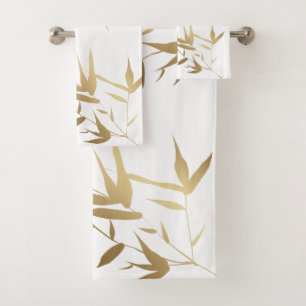Elegant Asian Black Gold Bamboo bath Towel Set