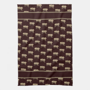 Elegant asian gladioli flowers floral brown kitchen towel