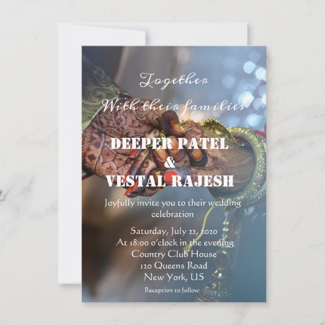 Elegant Asian Indian Wedding Invitation (Front)